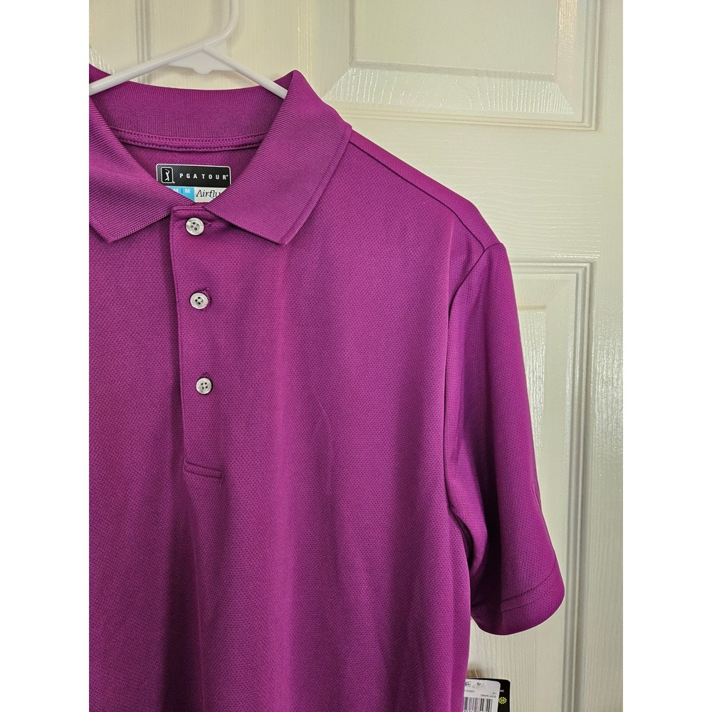 PGA TOUR Airflux Golf Polo Shirt Moisture Wicking Athletic Purple Medium